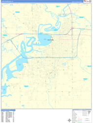 Lake Charles Wall Map Basic Style 2024